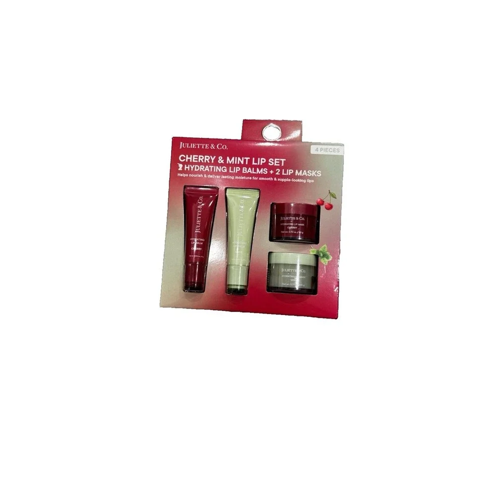 Juliette & Co Cherry & Mint Lip Set 4 Pc Set New